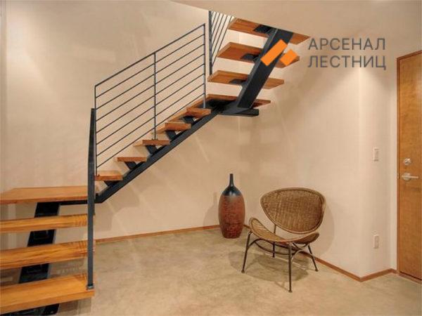 Лестница на монокосоуре с минималистичными перилами